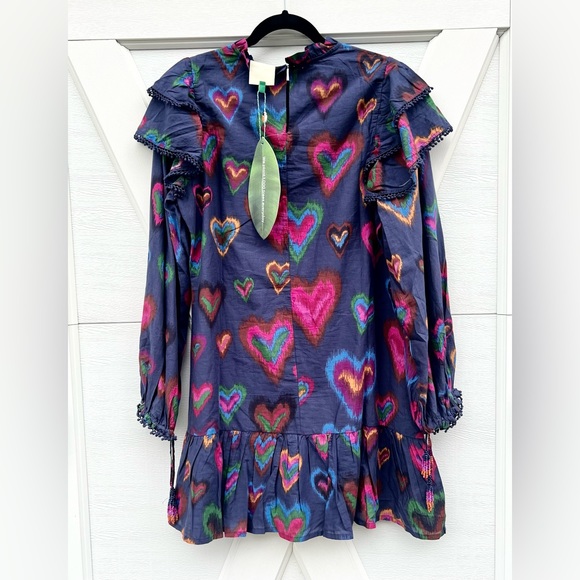 🌟Weekend Sale Only!🌟 Farm Rio Ikat Dyed Hearts Mini Dress - Picture 9 of 10